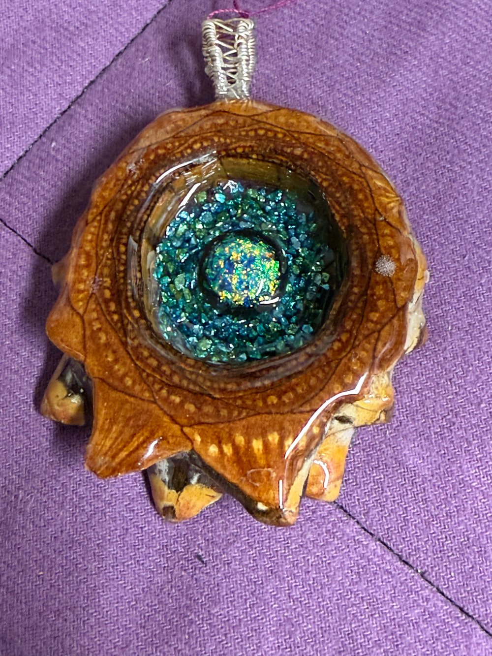 Image of Dichroic Glass Pinecone Pendant #43