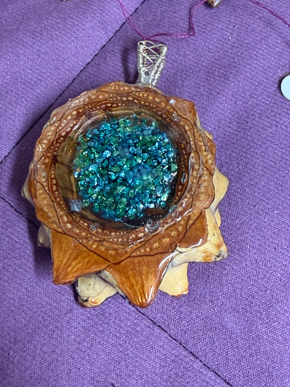 Image of Dichroic Glass Pinecone Pendant #43