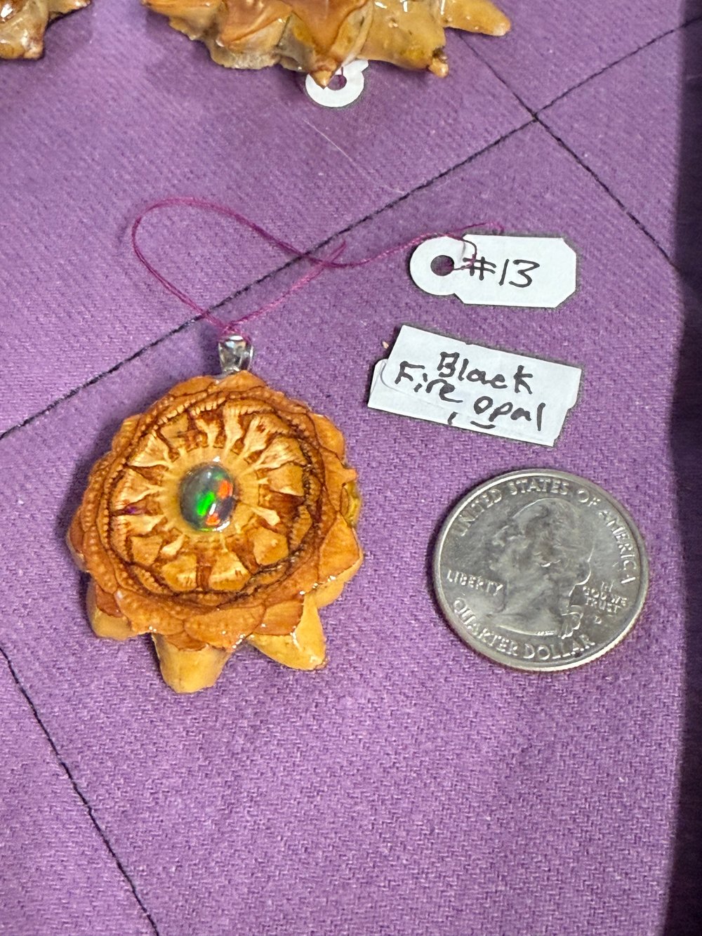 Image of Black Fire Opal Mini Pinecone Pendant #13