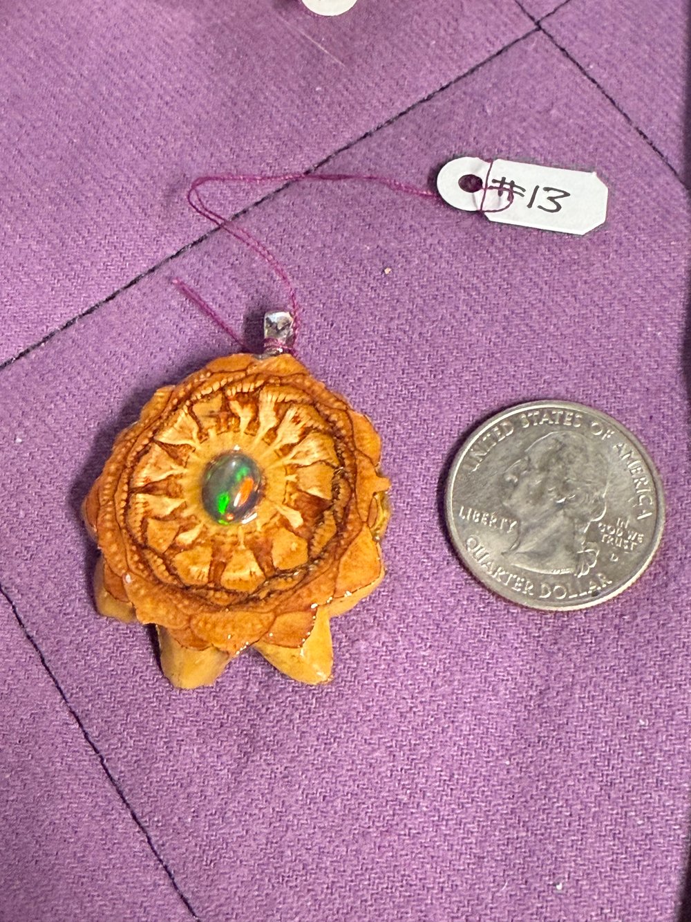 Image of Black Fire Opal Mini Pinecone Pendant #13