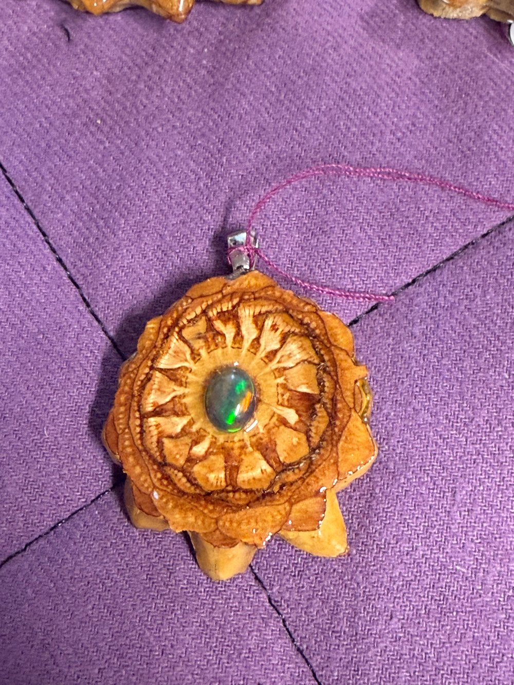 Image of Black Fire Opal Mini Pinecone Pendant #13