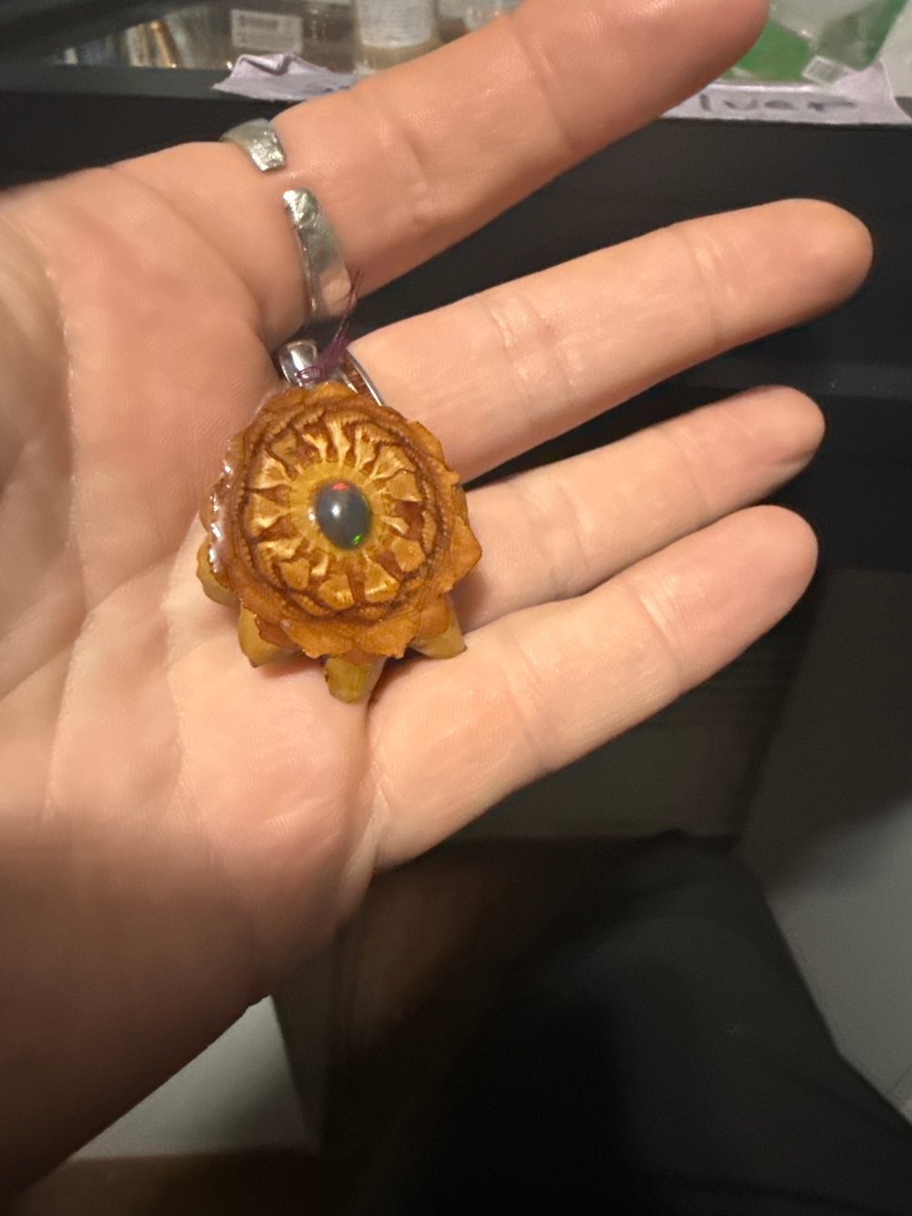 Image of Black Fire Opal Mini Pinecone Pendant #13
