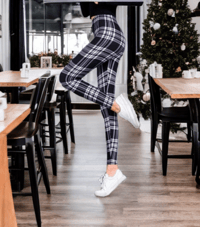 Image 1 of Black Plaid Yoga Leggings 