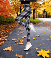 Image 2 of Black Plaid Yoga Leggings 