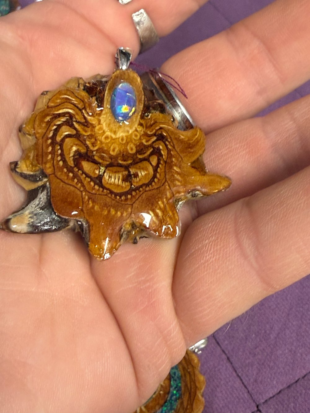 Image of Fire Opal Pinecone Pendant #8