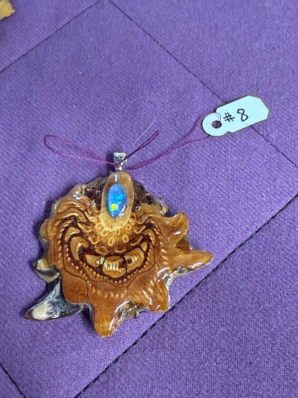 Image of Fire Opal Pinecone Pendant #8