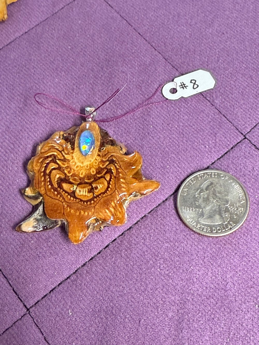 Image of Fire Opal Pinecone Pendant #8