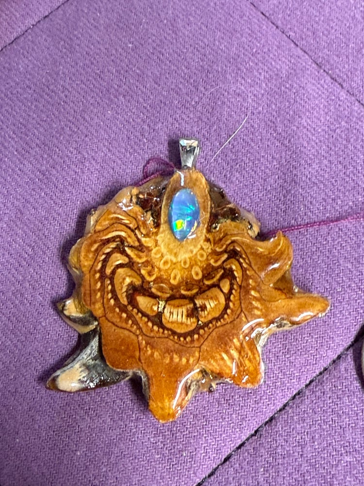 Image of Fire Opal Pinecone Charm | Handmade PNW Jewelry | #8