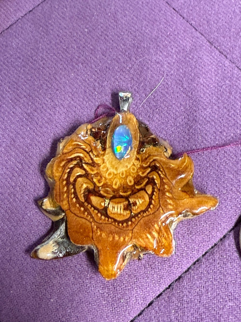 Image of Fire Opal Pinecone Pendant #8