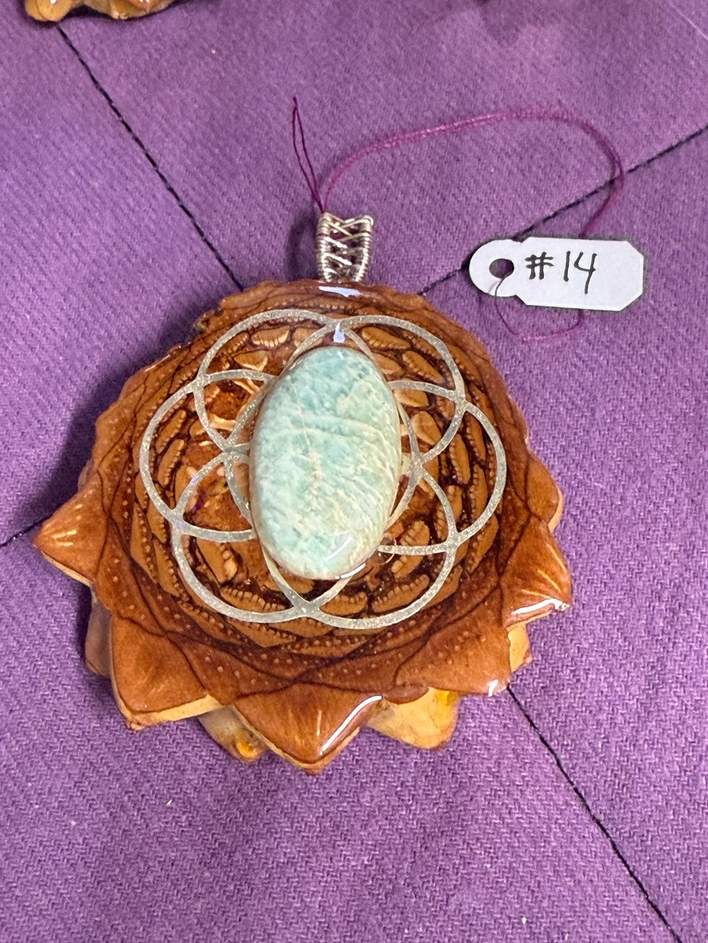 Image of Amazonite Seed of Life Pinecone Pendant #14