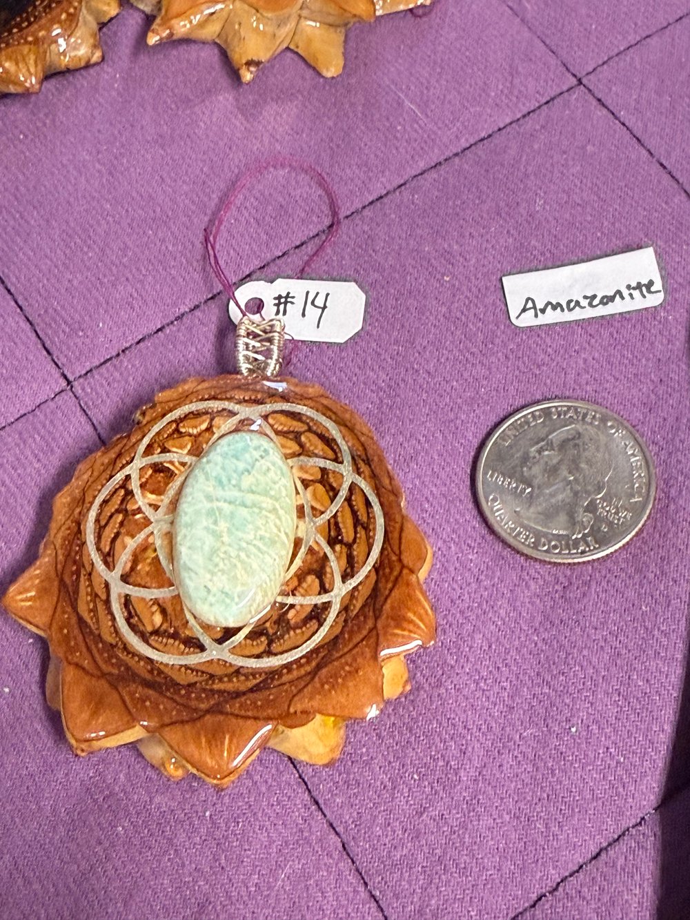 Image of Amazonite Seed of Life Pinecone Pendant #14