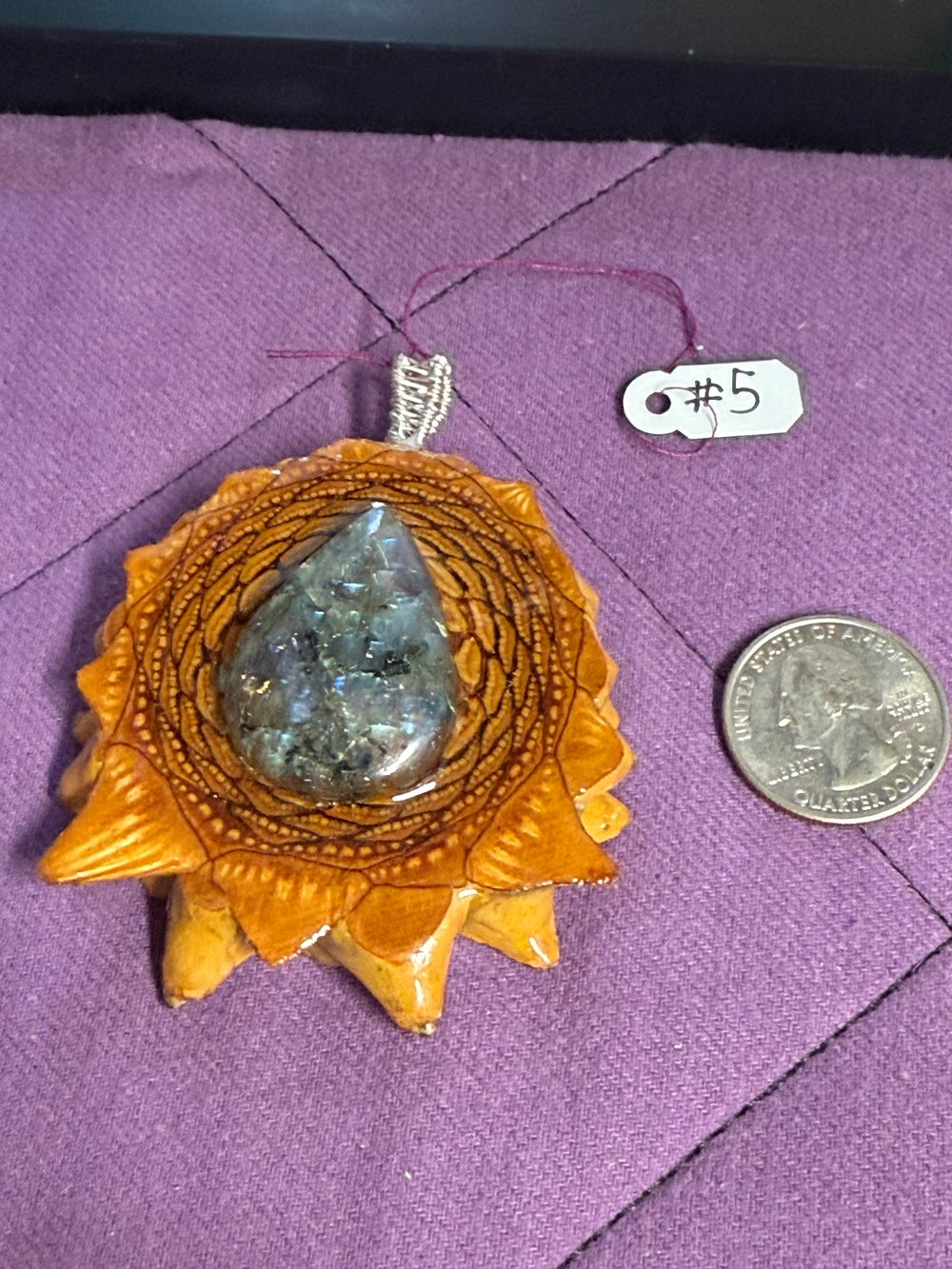 Image of Labradorite Pinecone Pendant #5