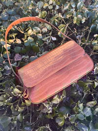 Tanned Crocodile Patterned Leather Bag