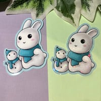 Image 2 of Cute Snow Bunny and Snowman Waterproof Vinyl Sticker