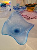 Blue Wavy Bowl 9" wide x 2-5" high