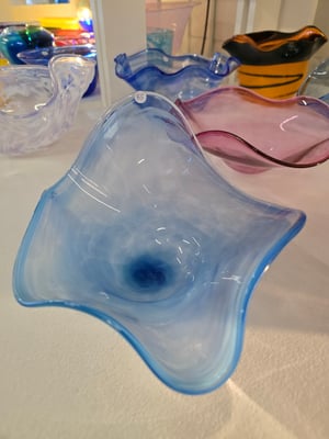 Image of Blue Wavy Bowl 9" wide x 2-5" high