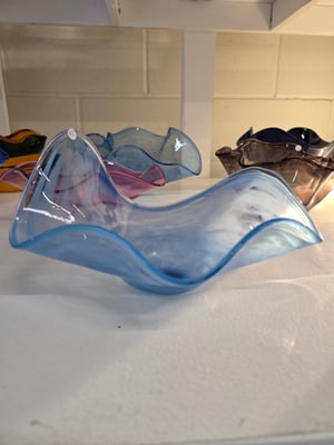Image of Blue Wavy Bowl 9" wide x 2-5" high