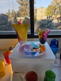 Color Chip Platter and Vases