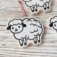 Image 2 of Mini Motley Sanctuary Ceramic Sheep Ornament.