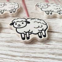 Image 5 of Mini Motley Sanctuary Ceramic Sheep Ornament.