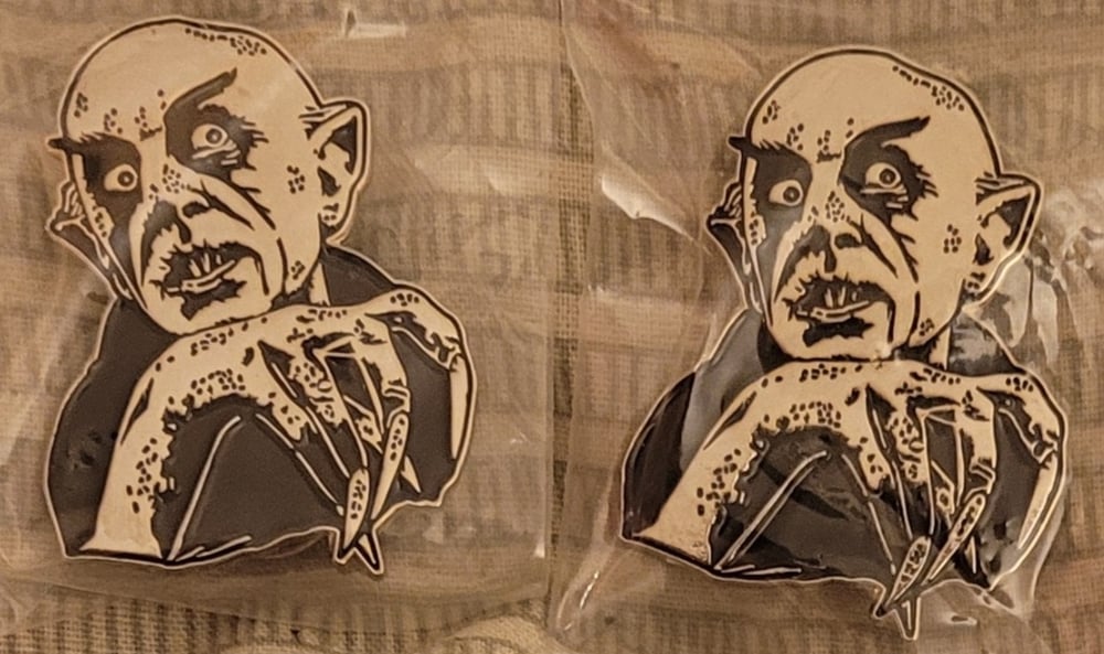 Image of Nosferatu tribute to Max Schreck limited edition shaped enamel pin 