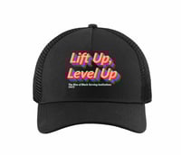 Image 1 of Lift Up , Level Up 1 - Trucker Hat ( Black )