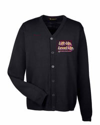 "Lift Up , Level Up" 1  - Black CARDIGAN SWEATER