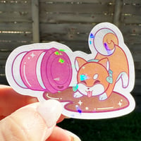 Image of Shiba Coffee Clean Up Sticker - Holographic Pattern