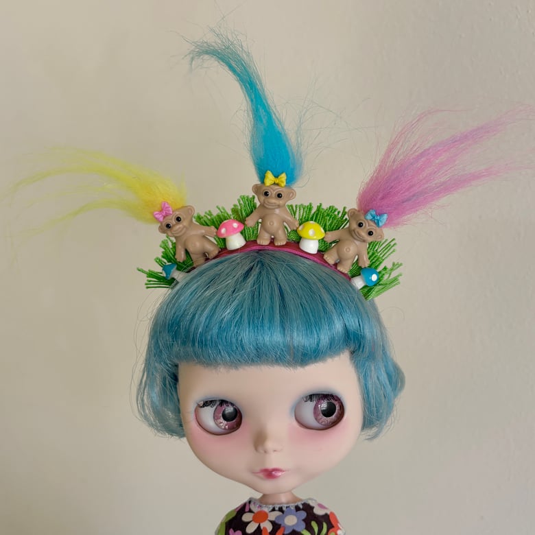 Image of Lucky Trolls and Mushrooms Headband for Blythe Dolls