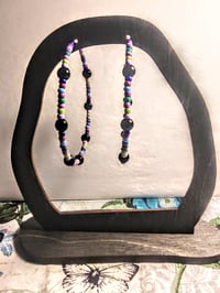 Image 6 of Viola Black, Lime Green, Blue, Red, and Purple Multicolor Beaded Large Hoop Earrings