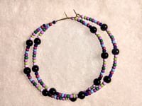 Image 8 of Viola Black, Lime Green, Blue, Red, and Purple Multicolor Beaded Large Hoop Earrings