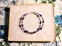 Image 7 of Viola Black, Lime Green, Blue, Red, and Purple Multicolor Beaded Large Hoop Earrings