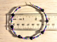 Image 2 of Viola Black, Lime Green, Blue, Red, and Purple Multicolor Beaded Large Hoop Earrings