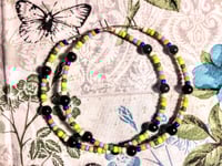 Image 9 of Viola Black, Leaf Green, Yellow, and Orange Multicolor Beaded Large Hoop Earrings