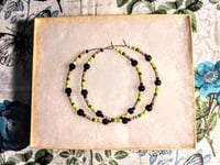 Image 7 of Viola Black, Leaf Green, Yellow, and Orange Multicolor Beaded Large Hoop Earrings