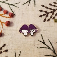 Lilac & Bonnet Mushroom Sprite Glow in the Dark Enamel Pin