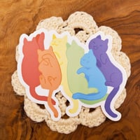 Image 1 of Rainbow Cuddling Cats - Jumbo Sticker