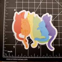 Image 2 of Rainbow Cuddling Cats - Jumbo Sticker