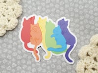 Image 3 of Rainbow Cuddling Cats - Jumbo Sticker