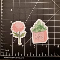 Image 2 of Tiny Cute Pink Vinyl Stickers - Succulent and Flower