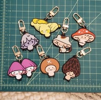 Image 2 of Lilac &amp; Bonnet Mushroom Sprite PVC Rubber Keychain