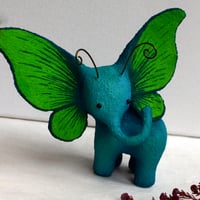 Image 3 of Blue & Lime Green Elephant Butterfly Sculpture