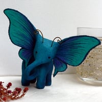Image 1 of Dark & Light Turquoise Elephant Butterfly Sculpture