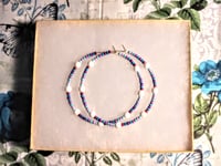 Image 7 of Delphinium White, Lavender, Blue, and Purple Multicolor Beaded Large Hoop Earrings