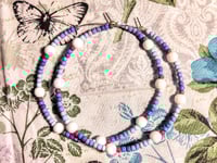 Image 9 of Delphinium White, Lavender, Blue, and Purple Multicolor Beaded Large Hoop Earrings