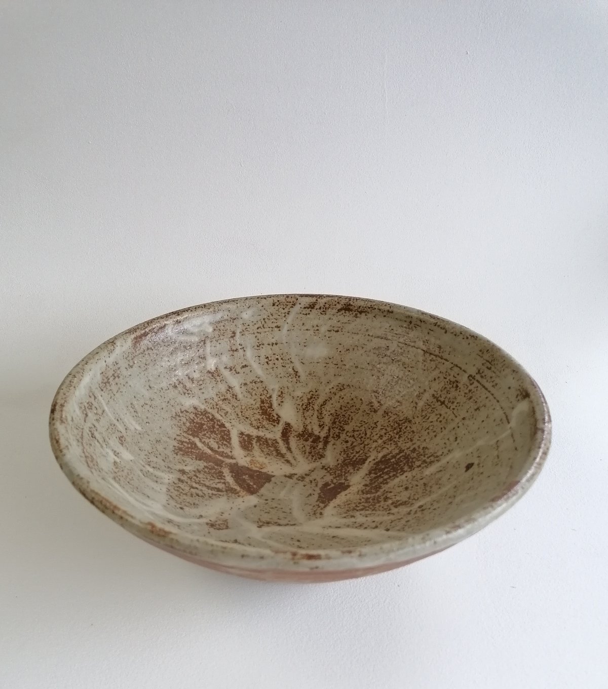 Image of Brushed white slip and Ash glazed Bowl. Winter Sale