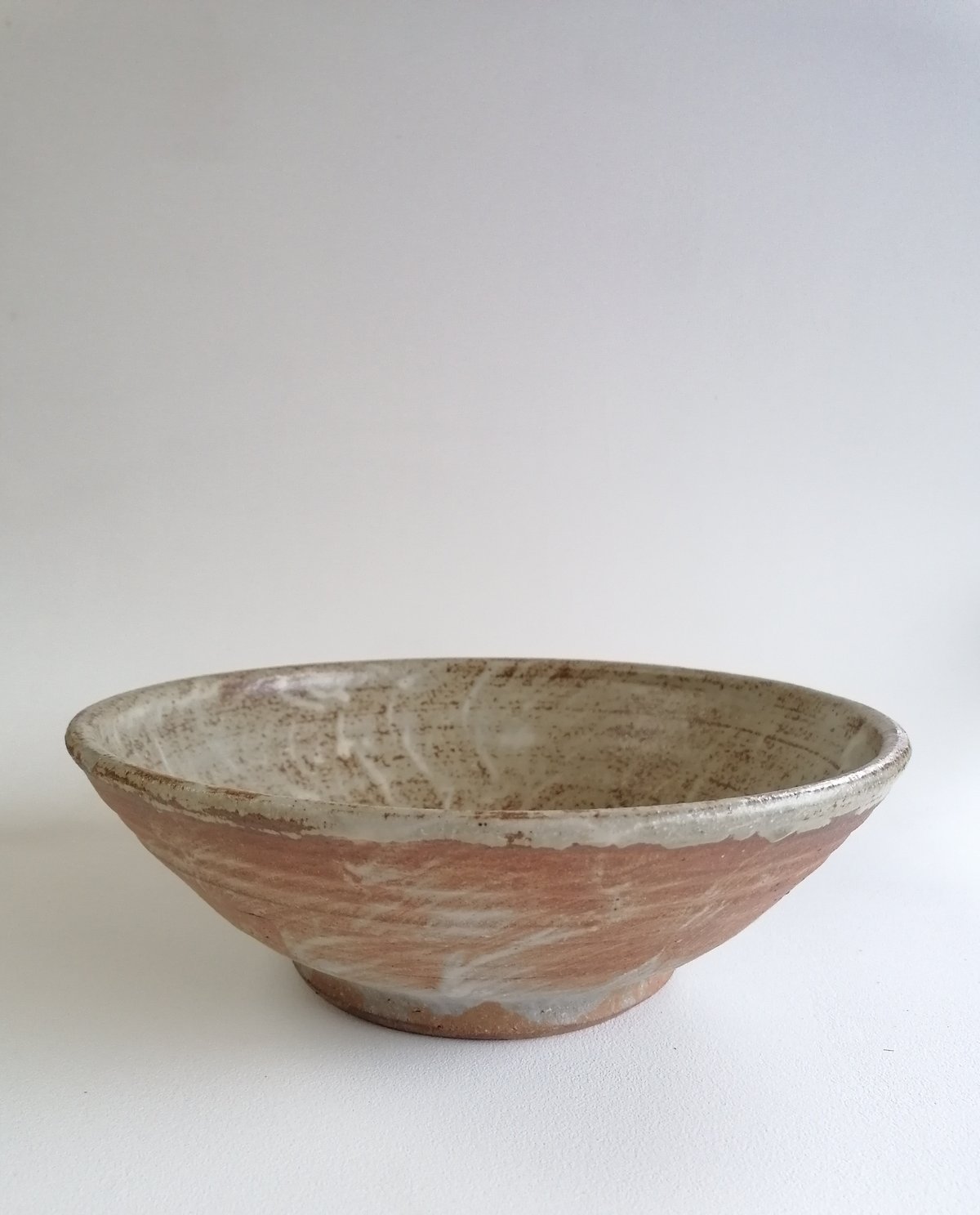 Image of Brushed white slip and Ash glazed Bowl. Winter Sale