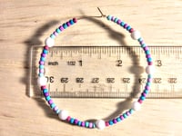 Image 2 of Delphinium White, Lavender, Blue, and Purple Multicolor Beaded Large Hoop Earrings