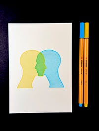 Image 3 of Blue & Yellow Silhouette — 5x7" pen plot