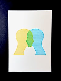 Image 1 of Blue & Yellow Silhouette — 5x7" pen plot